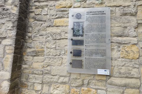 Infoschild am Longinusturm in Nottuln
